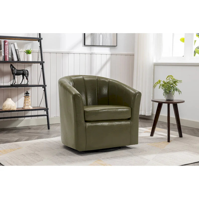 Fauteuil pivotant en similicuir Manon de Porthos Home avec coussin d'assise amovible