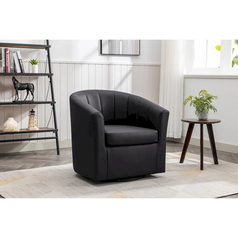 Fauteuil pivotant en similicuir Manon de Porthos Home avec coussin d'assise amovible