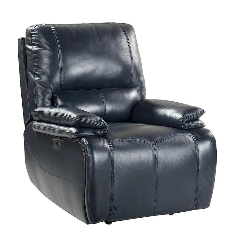 Fauteuil inclinable électrique Clara en cuir véritable avec coussin rembourré, lot de 2