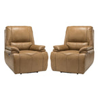Fauteuil inclinable électrique Clara en cuir véritable avec coussin rembourré, lot de 2