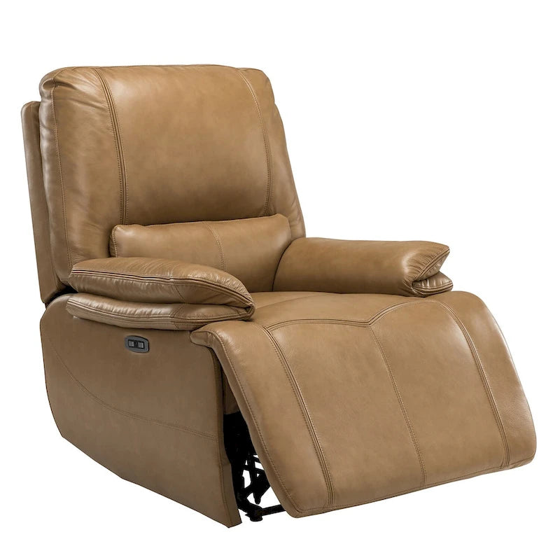 Fauteuil inclinable électrique Clara en cuir véritable avec coussin rembourré, lot de 2
