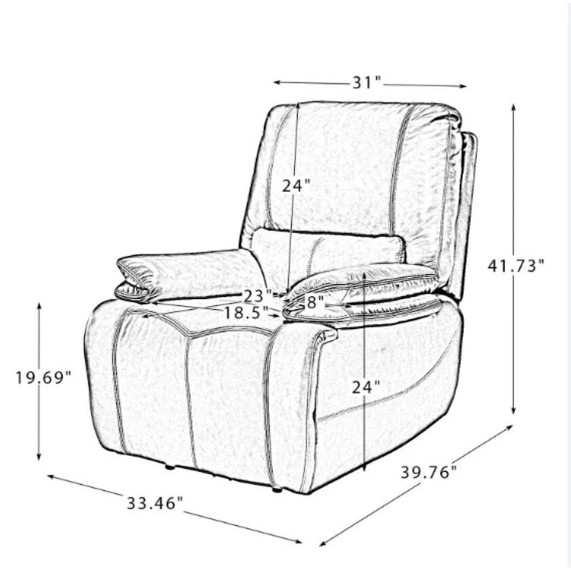 Fauteuil inclinable électrique Clara en cuir véritable avec coussin rembourré, lot de 2
