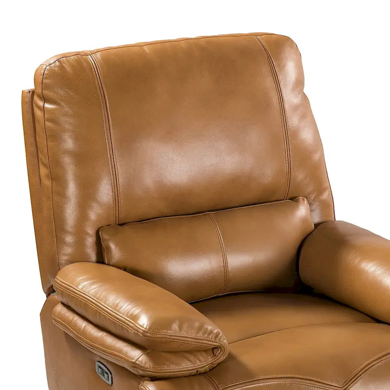Fauteuil inclinable électrique Clara en cuir véritable avec coussin rembourré, lot de 2