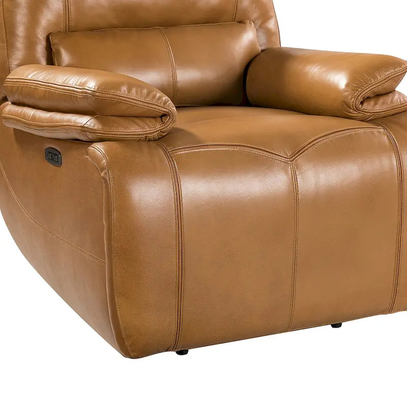 Fauteuil inclinable électrique Clara en cuir véritable avec coussin rembourré, lot de 2