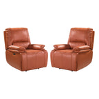 Fauteuil inclinable électrique Clara en cuir véritable avec coussin rembourré, lot de 2