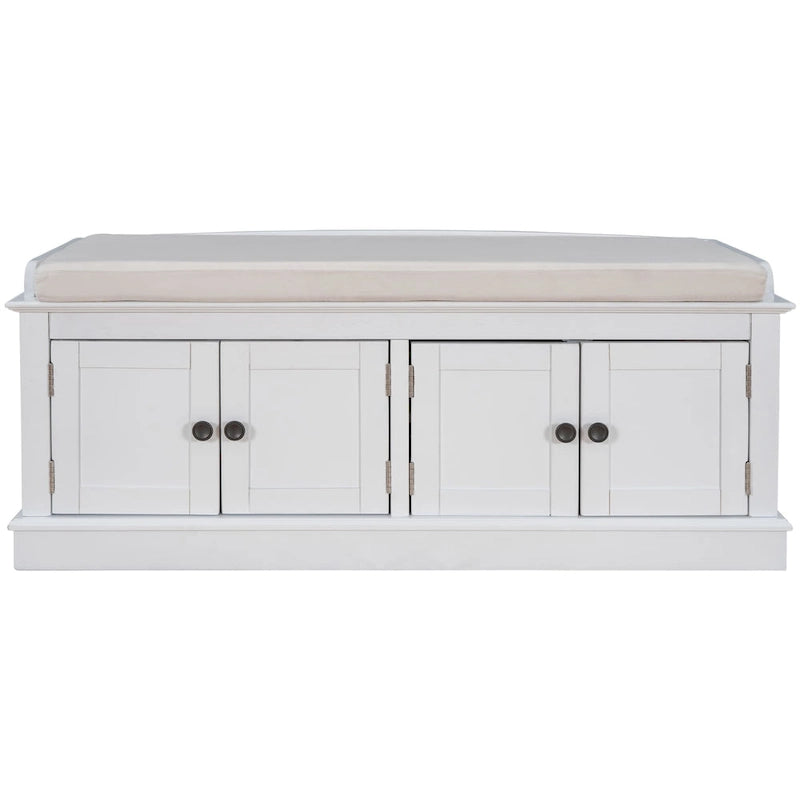 Banc de rangement avec 4 portes et étagères réglables