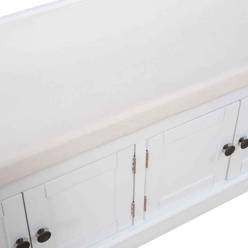 Banc de rangement avec 4 portes et étagères réglables