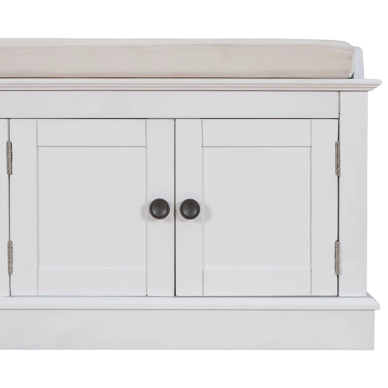 Banc de rangement avec 4 portes et étagères réglables