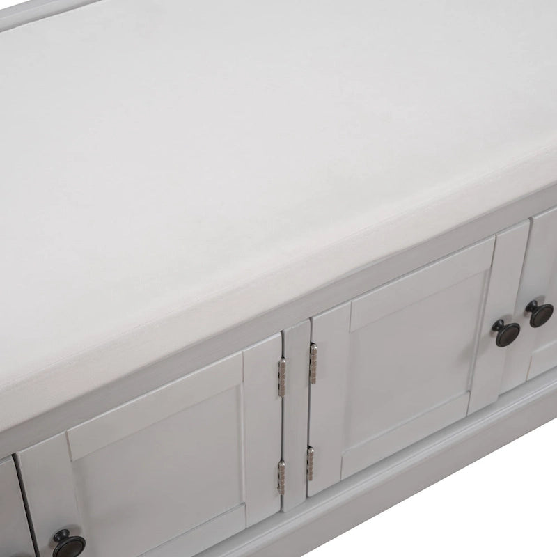 Banc de rangement avec 4 portes et étagères réglables