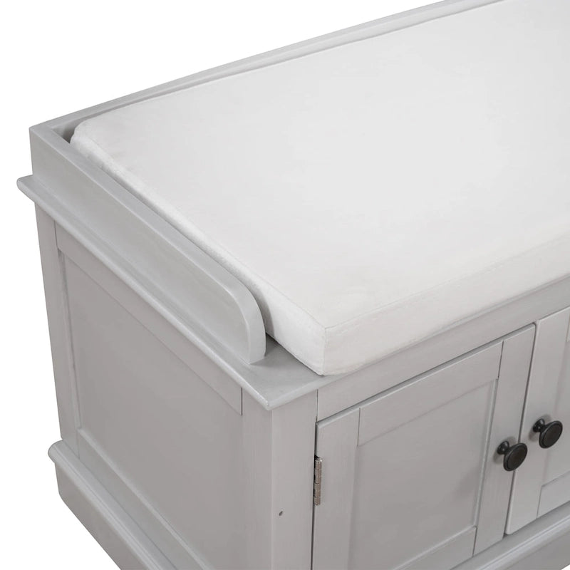 Banc de rangement avec 4 portes et étagères réglables