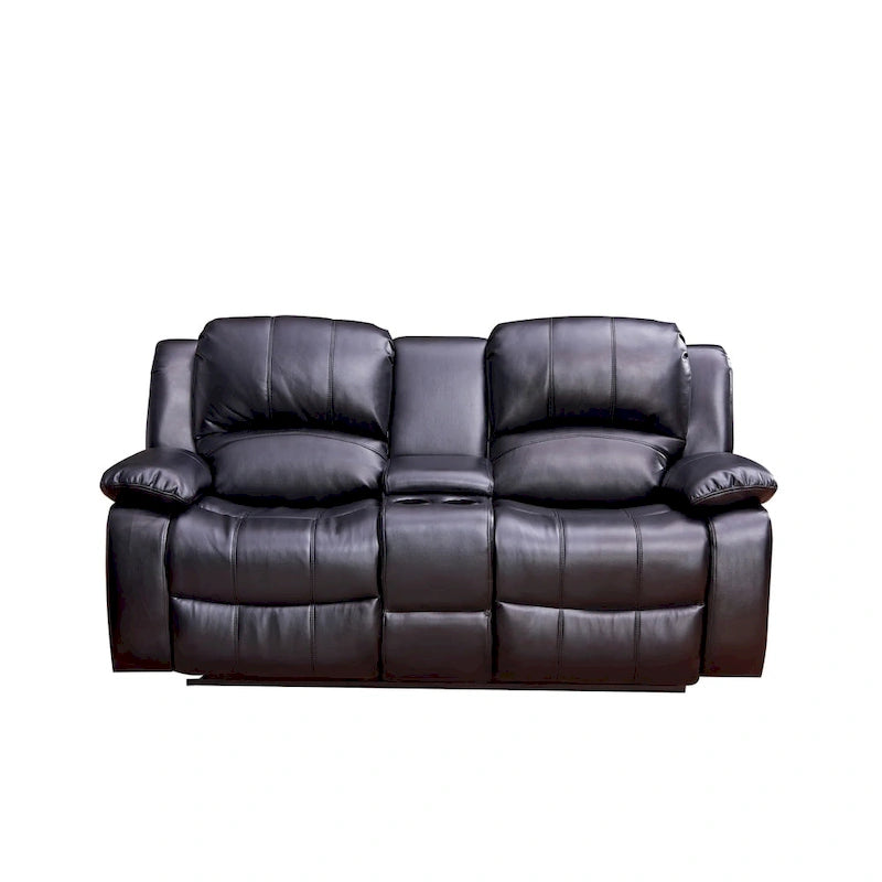 Canapé deux places inclinable manuel avec rangement en cuir reconstitué Vanity Art - Non disponible