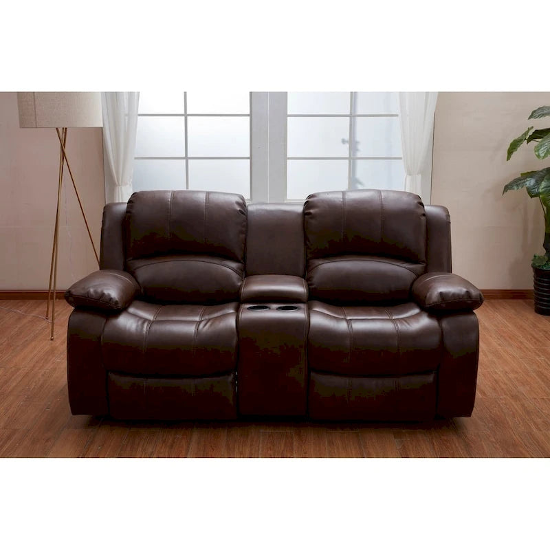 Canapé deux places inclinable manuel avec rangement en cuir reconstitué Vanity Art - Non disponible