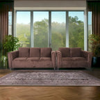 Ensemble canapé et causeuse Coast to Coast Sofas style moderne du milieu du siècle, structure en bois massif, revêtement rembourré