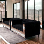 Ensemble canapé et causeuse Coast to Coast Sofas style moderne du milieu du siècle, structure en bois massif, revêtement rembourré