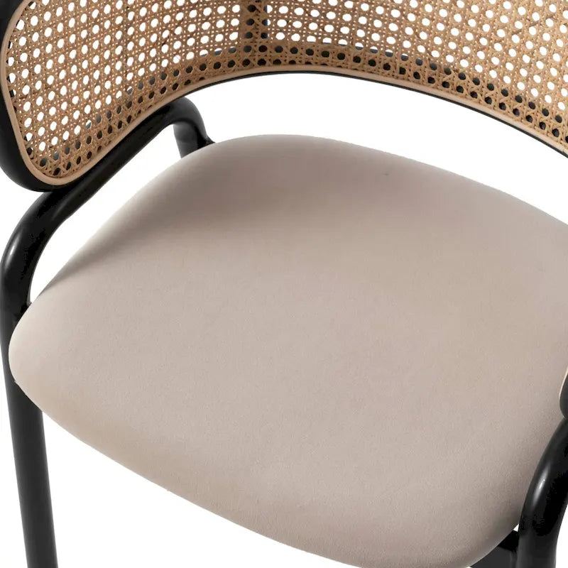 Ensemble de 4 chaises de salle à manger Ervilla modernes avec dossier en osier et assise en velours rembourrée, pour la salle à manger et la cuisine - 29,9