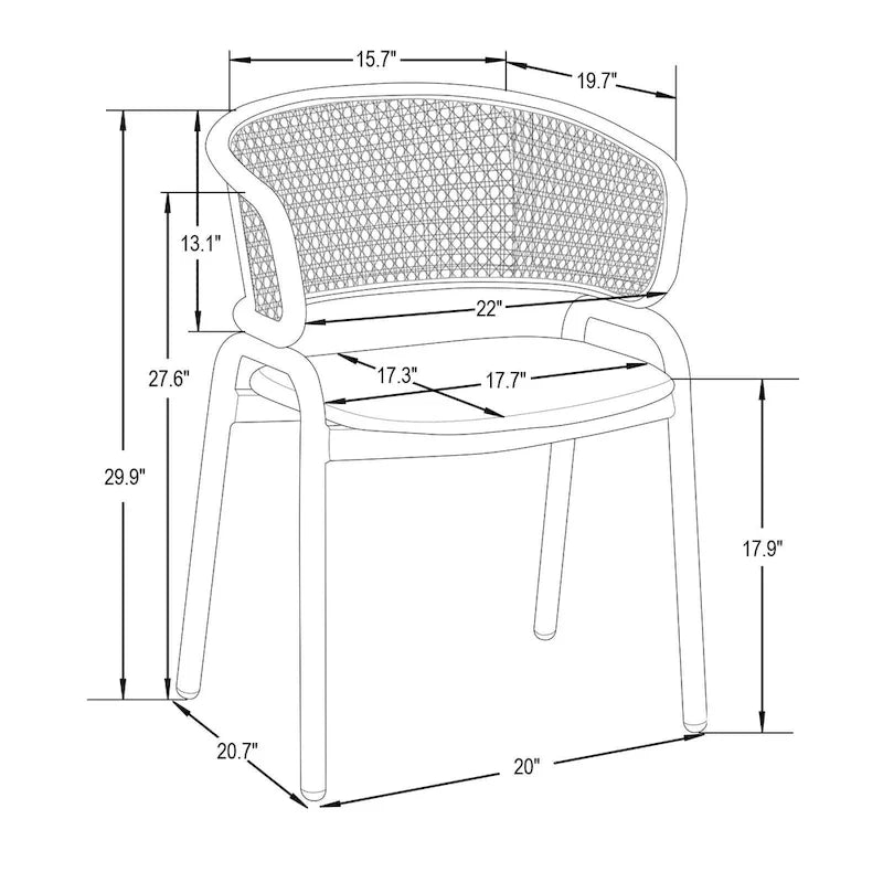 Ensemble de 4 chaises de salle à manger Ervilla modernes avec dossier en osier et assise en velours rembourrée, pour la salle à manger et la cuisine - 29,9