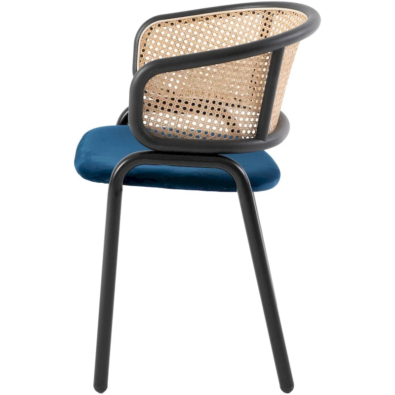 Ensemble de 4 chaises de salle à manger Ervilla modernes avec dossier en osier et assise en velours rembourrée, pour la salle à manger et la cuisine - 29,9