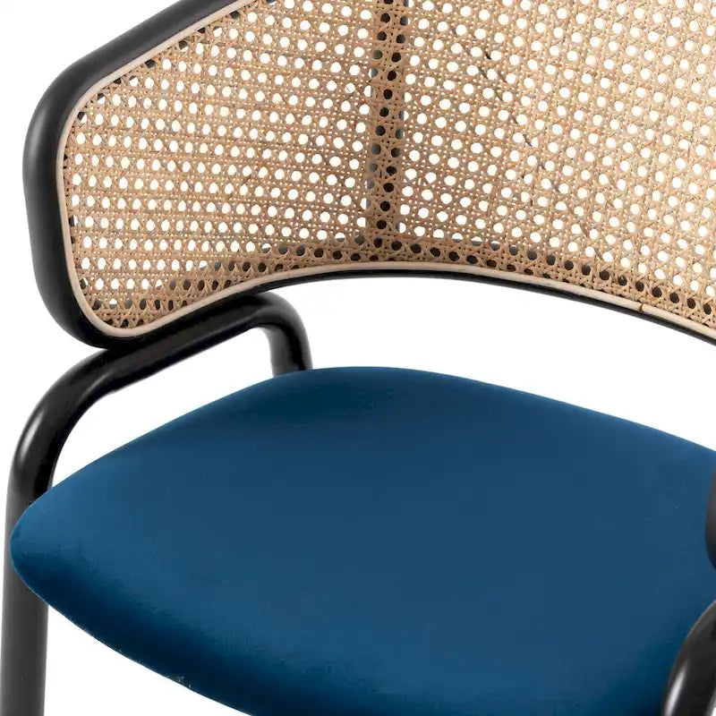 Ensemble de 4 chaises de salle à manger Ervilla modernes avec dossier en osier et assise en velours rembourrée, pour la salle à manger et la cuisine - 29,9