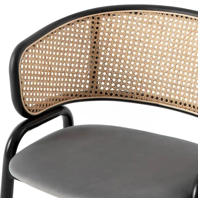 Ensemble de 4 chaises de salle à manger Ervilla modernes avec dossier en osier et assise en velours rembourrée, pour la salle à manger et la cuisine - 29,9