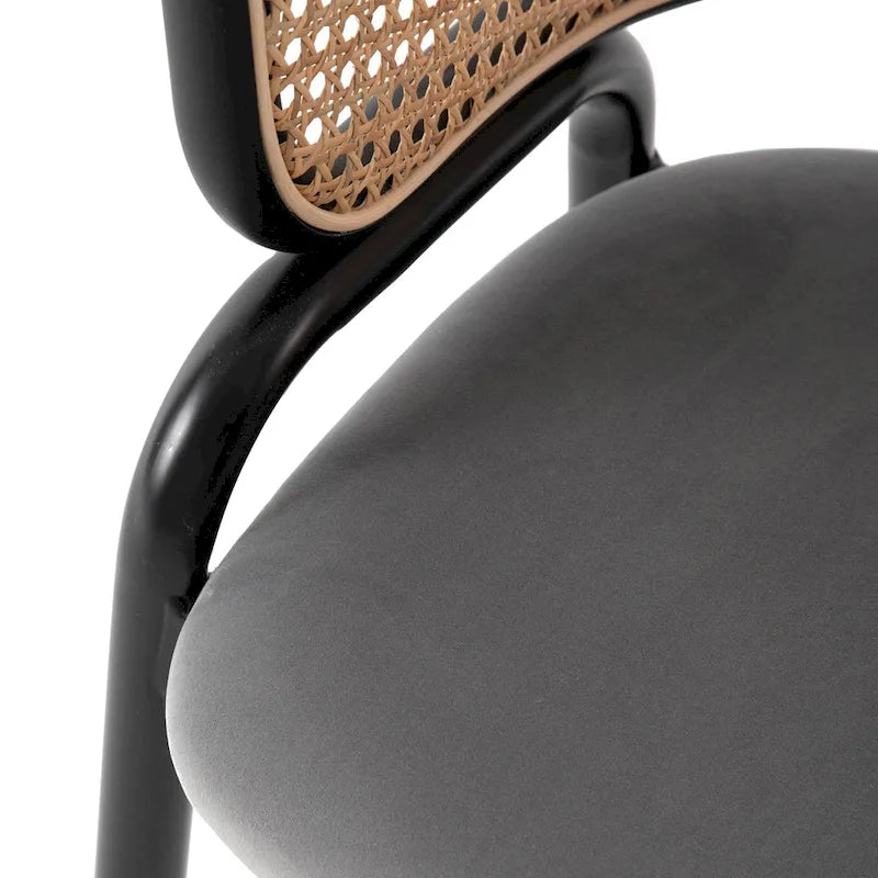 Ensemble de 4 chaises de salle à manger Ervilla modernes avec dossier en osier et assise en velours rembourrée, pour la salle à manger et la cuisine - 29,9