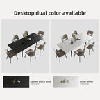 Ensemble de salle à manger extensible 9 pièces (de 62,9 pouces à 94,4 pouces) avec plateau en pierre frittée et 8 chaises