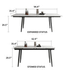Ensemble de salle à manger extensible 9 pièces (de 62,9 pouces à 94,4 pouces) avec plateau en pierre frittée et 8 chaises