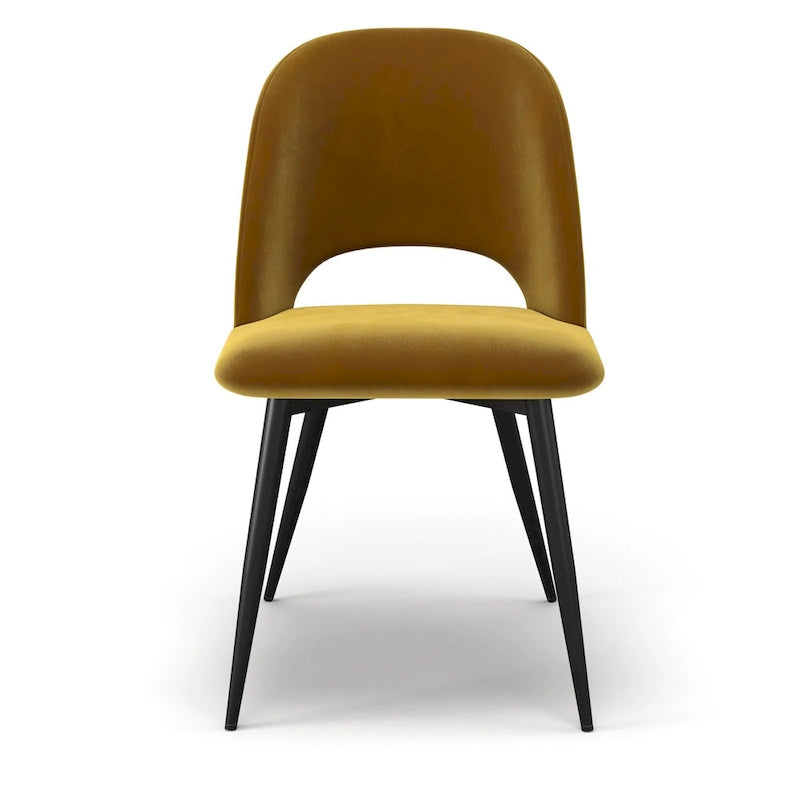 Chaise d'appoint Victor en velours, pieds noirs (lot de 2)