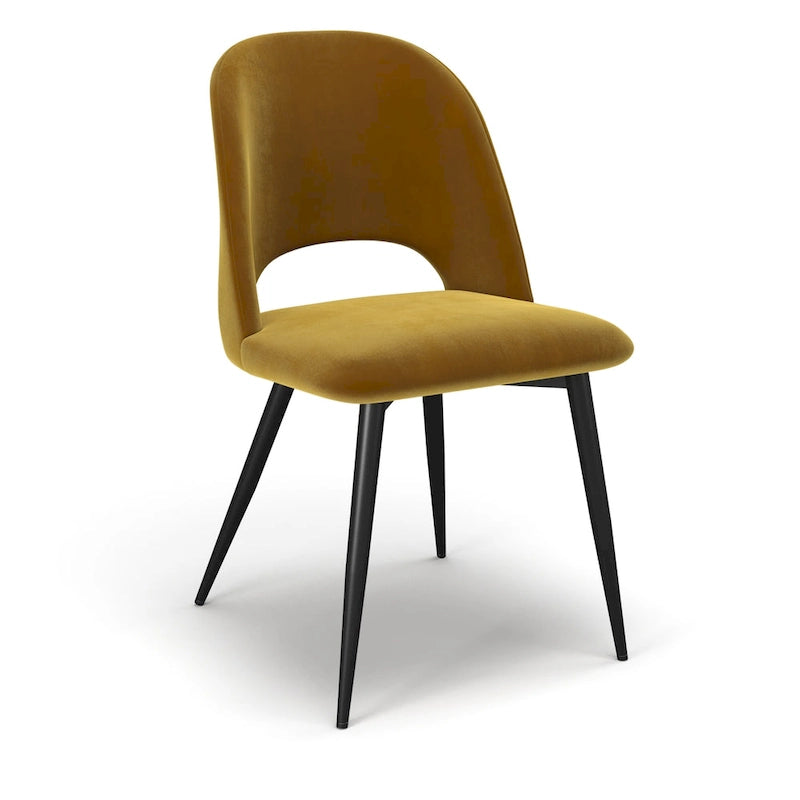 Chaise d'appoint Victor en velours, pieds noirs (lot de 2)