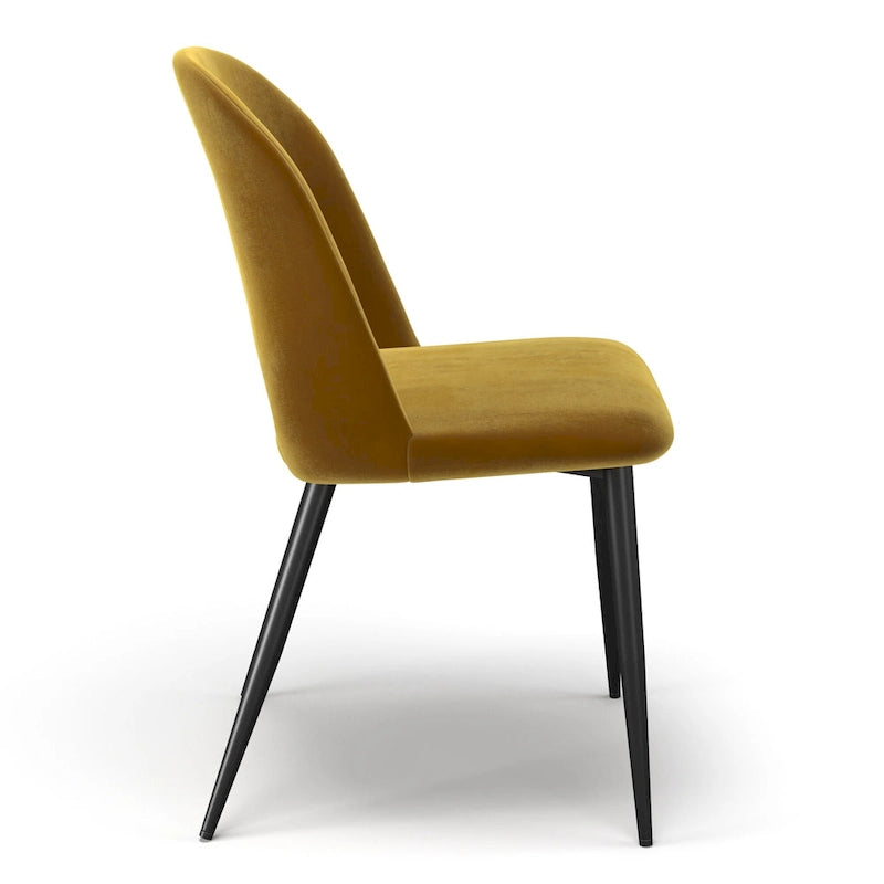 Chaise d'appoint Victor en velours, pieds noirs (lot de 2)