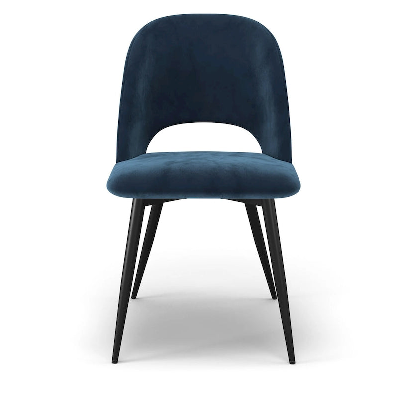 Chaise d'appoint Victor en velours, pieds noirs (lot de 2)