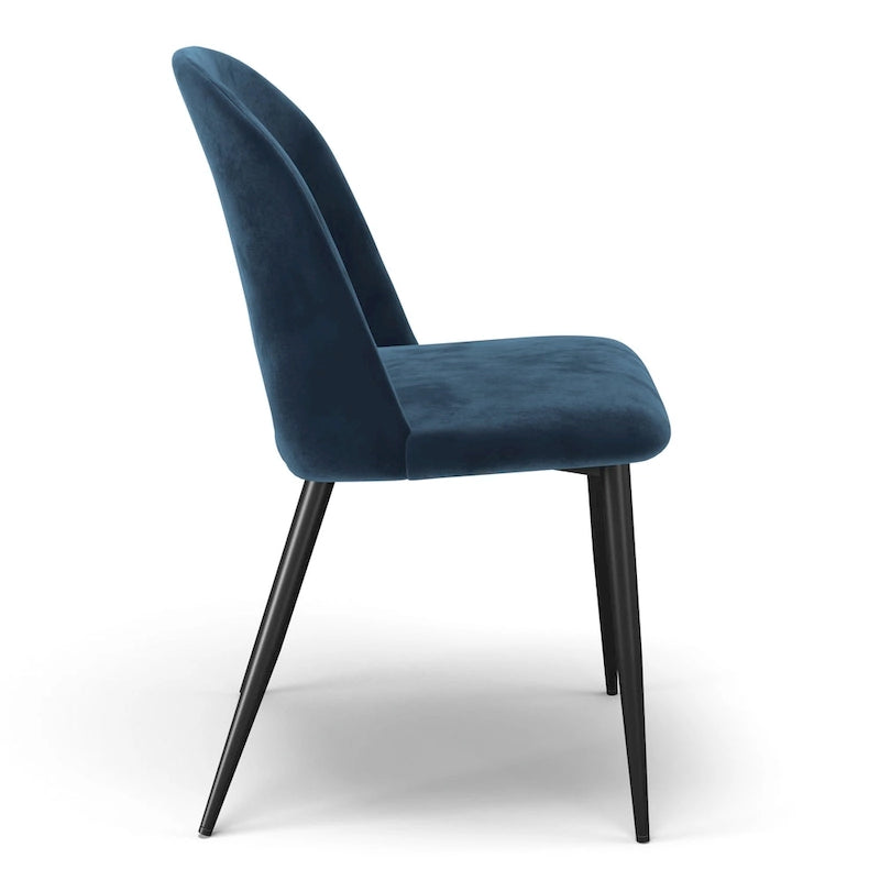 Chaise d'appoint Victor en velours, pieds noirs (lot de 2)