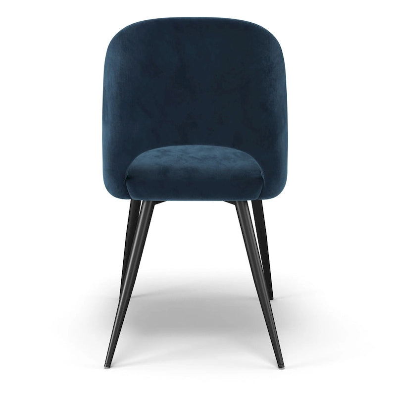Chaise d'appoint Victor en velours, pieds noirs (lot de 2)