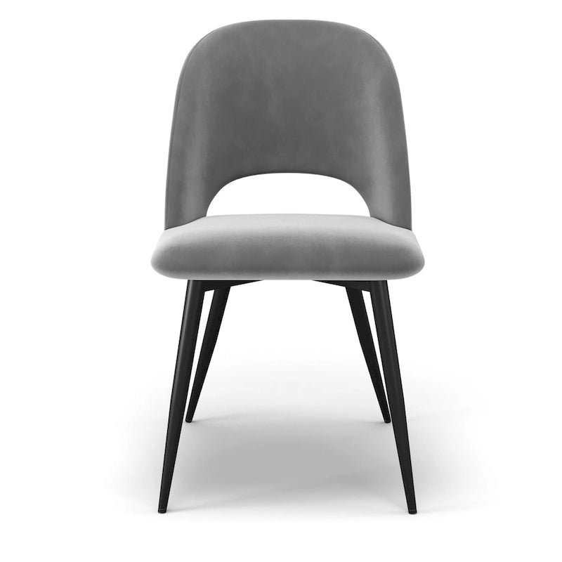 Chaise d'appoint Victor en velours, pieds noirs (lot de 2)