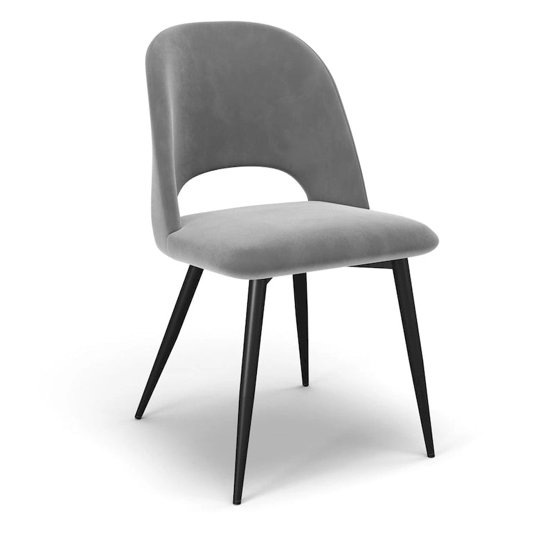 Chaise d'appoint Victor en velours, pieds noirs (lot de 2)