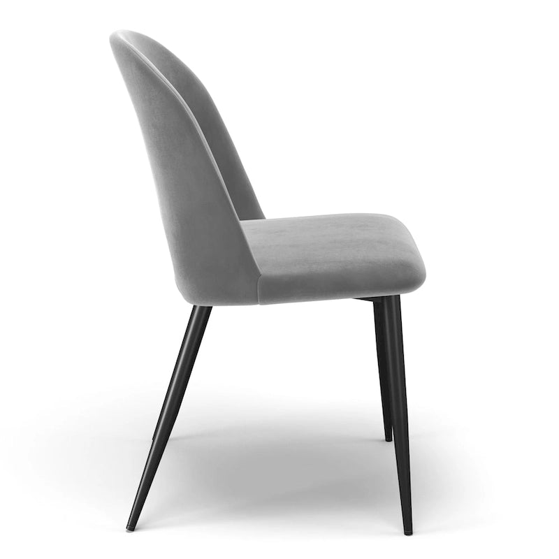 Chaise d'appoint Victor en velours, pieds noirs (lot de 2)