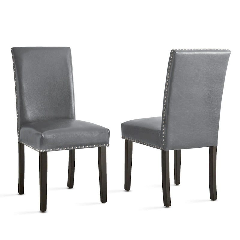 Steve Silver Slivnitsa Faux Leather Dining Chairs with Nailhead Trim (Set of 2)