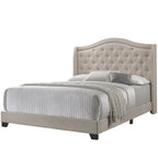 Lit capitonné beige au design demi-aile moderne et élégant