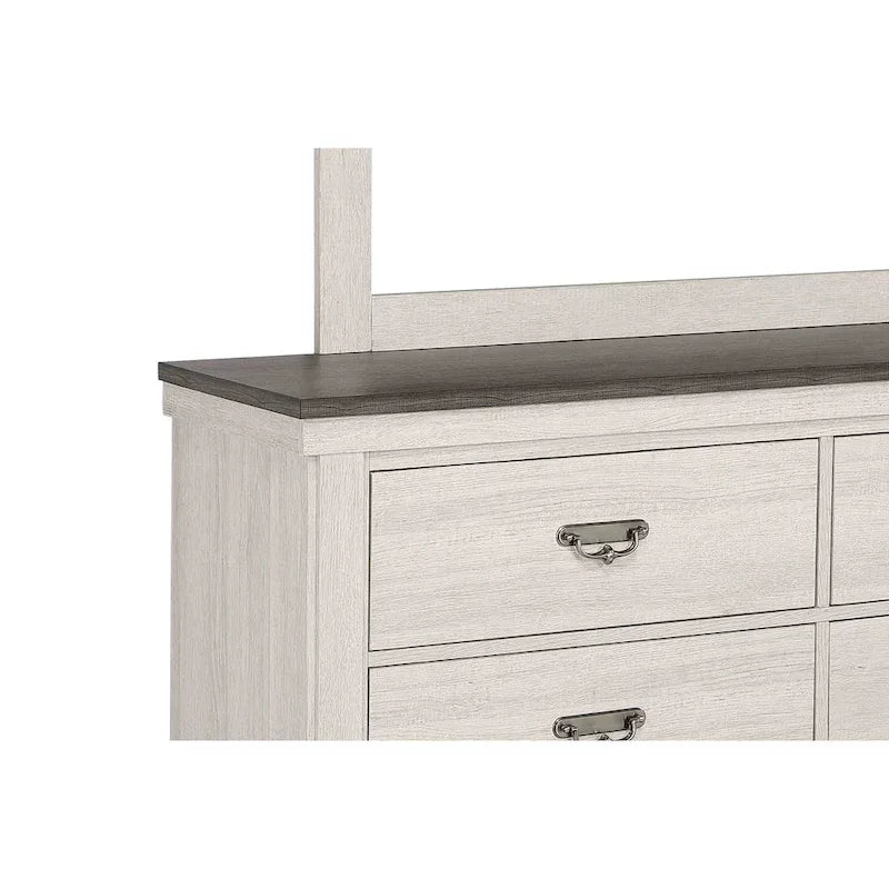 Ensemble de chambre à coucher Candra 6 pièces, panneaux crème et marron