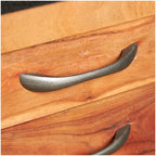 Chariot de cuisine à roulettes en bois, 4 tiroirs et 2 étagères, poignées en métal noir et plateau en marbre - Brun - Roche River Decor