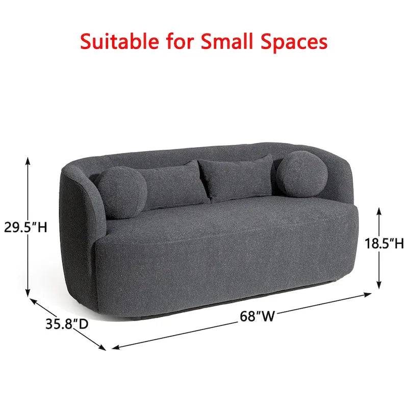 Canapé 2 places KINWELL en tissu bouclé avec coussins