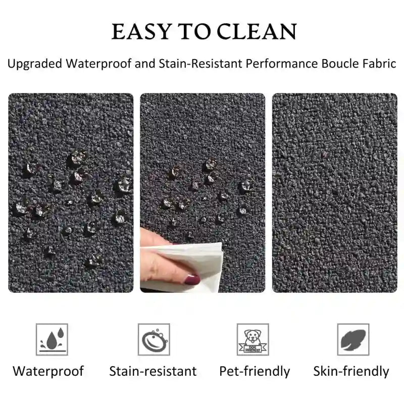 Canapé 2 places KINWELL en tissu bouclé avec coussins