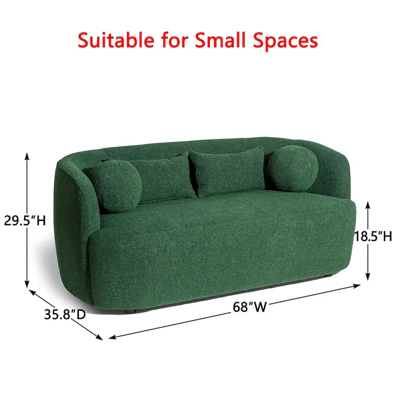 Canapé 2 places KINWELL en tissu bouclé avec coussins