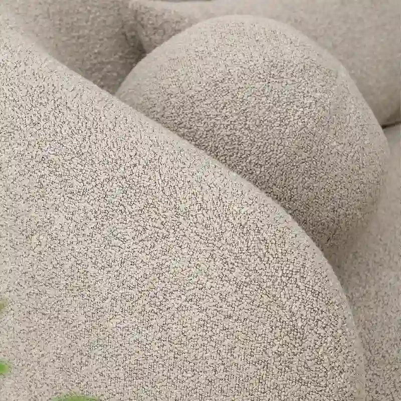 Canapé 2 places KINWELL en tissu bouclé avec coussins