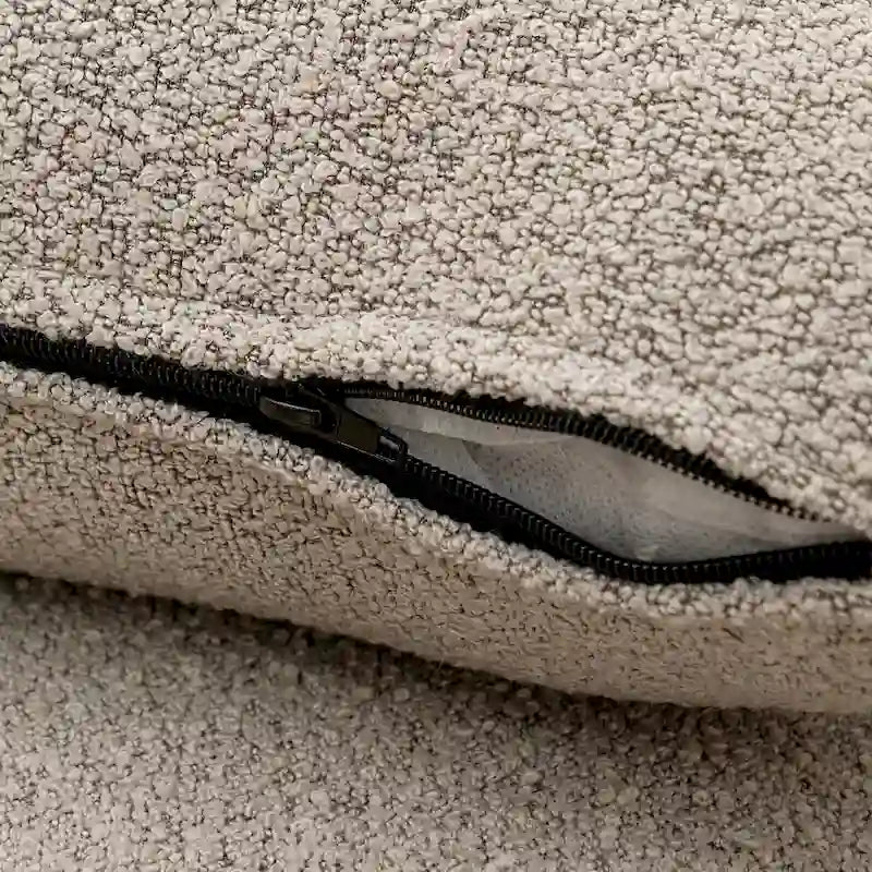 Canapé 2 places KINWELL en tissu bouclé avec coussins