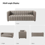 Canapé Olinto Modern Camel 83 pouces en cuir véritable incurvé avec dossier capitonné par HULALA HOME