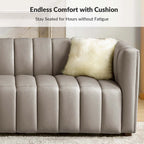 Canapé Olinto Modern Camel 83 pouces en cuir véritable incurvé avec dossier capitonné par HULALA HOME