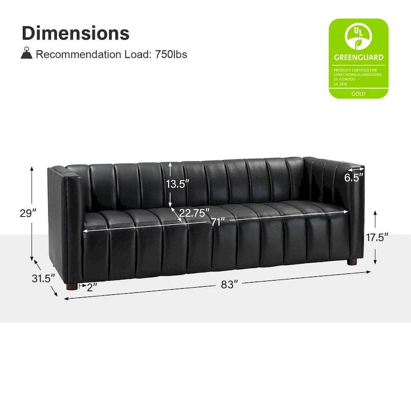 Canapé Olinto Modern Camel 83 pouces en cuir véritable incurvé avec dossier capitonné par HULALA HOME