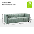 Canapé Olinto Modern Camel 83 pouces en cuir véritable incurvé avec dossier capitonné par HULALA HOME