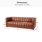 Canapé Olinto Modern Camel 83 pouces en cuir véritable incurvé avec dossier capitonné par HULALA HOME