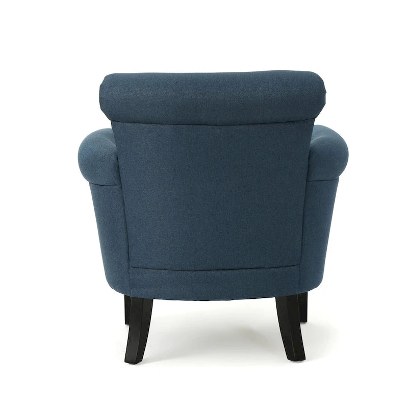 Fauteuil club contemporain Brice à accoudoirs en volutes et garniture cloutée, par Christopher Knight Home